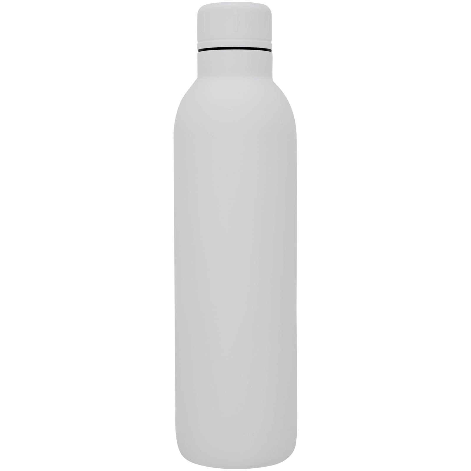 Weiße Edelstahl-Trinkflasche mit Schraubverschluss, isolierend.