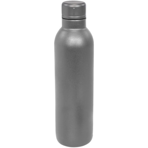 Graue Edelstahl-Vakuumflasche für Getränke, 510 ml Kapazität.