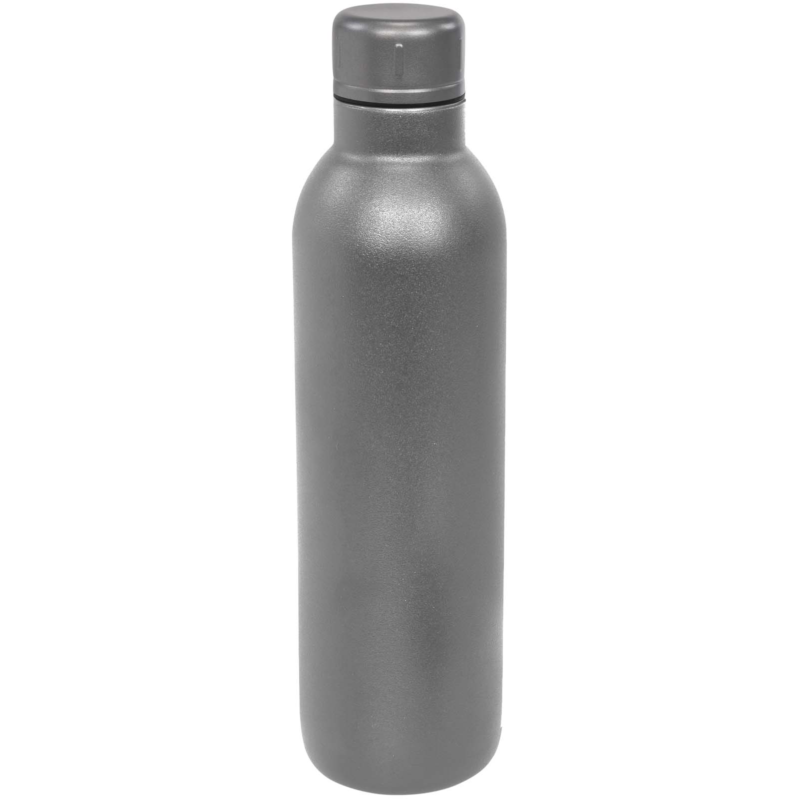 Graue Edelstahl-Vakuumflasche für Getränke, 510 ml Kapazität.