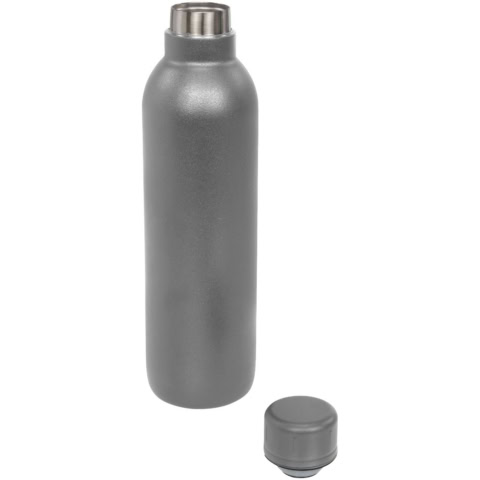 Graue Edelstahl-Vakuumflasche mit Schraubverschluss, 510 ml.