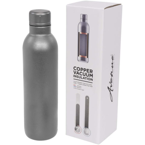 Kupfer-Vakuum Isolierflasche für Getränke, grau, 510 ml.
