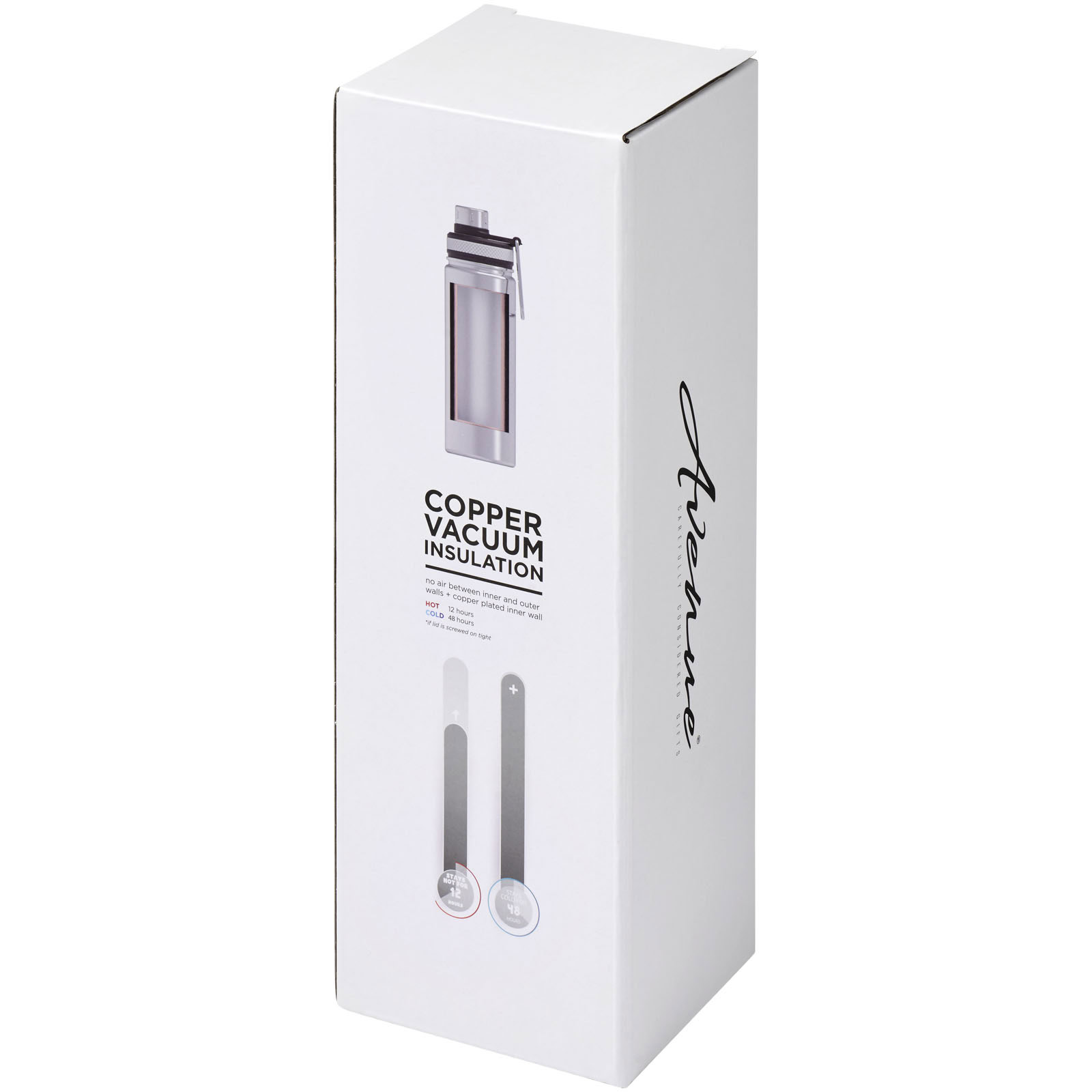 Kupfer-Vakuum Isolierflasche für Getränke, Gessi 590 ml, silber.