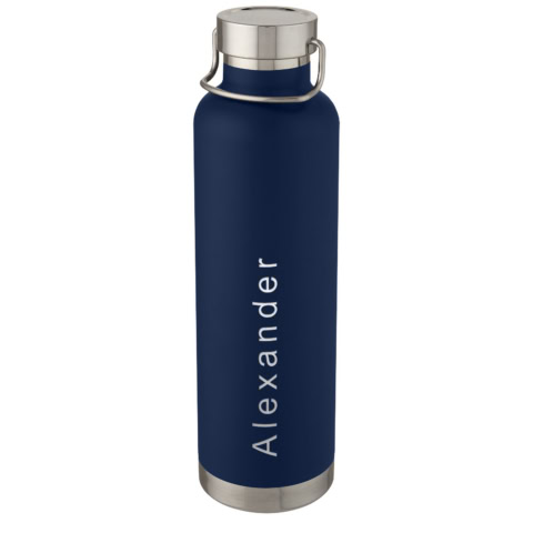Thor 1 l Kupfer-Vakuum Isoliersportflasche - dunkelblau - Logo 2
