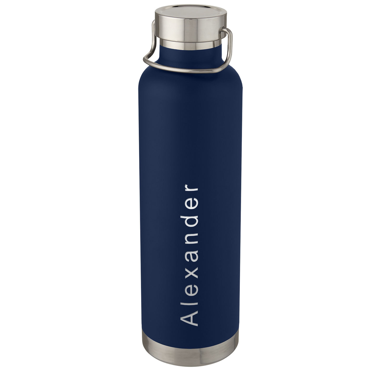 Thor 1 l Kupfer-Vakuum Isoliersportflasche - dunkelblau - Logo 2