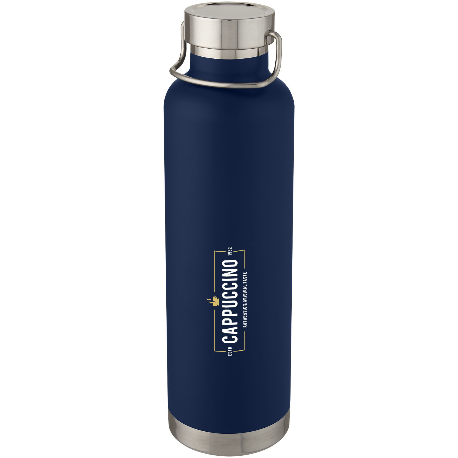 Thor 1 l Kupfer-Vakuum Isoliersportflasche - dunkelblau - Logo 1