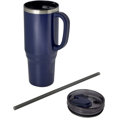 Melbourne 1200 ml RCS-zertifizierter Isolierbecher mit Strohhalm - navy - Extra 1