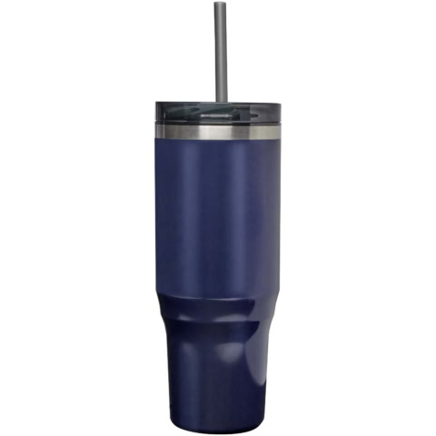 Melbourne 1200 ml RCS-zertifizierter Isolierbecher mit Strohhalm - navy - Vorderseite