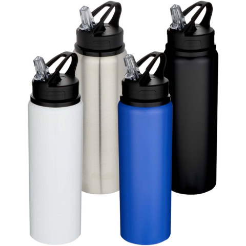 einwandige Trinkflasche aus recyceltem Edelstahl - schwarz - Rückseite