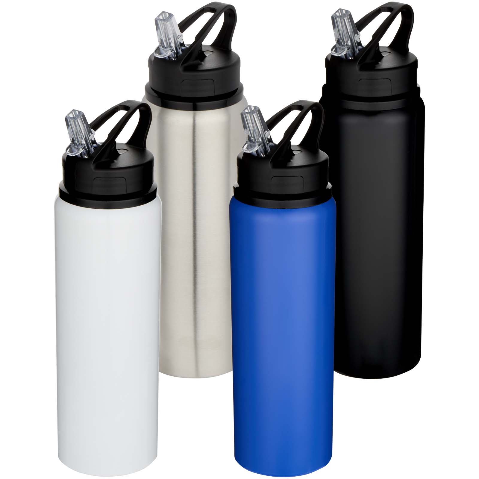 einwandige Trinkflasche aus recyceltem Edelstahl - schwarz - Rückseite