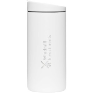 MiiR Flip Traveler 354 ml Trinkflasche - weiss - Logo 1