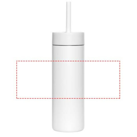 Weiße Trinkflasche mit Trinkhalm, ideal für unterwegs.