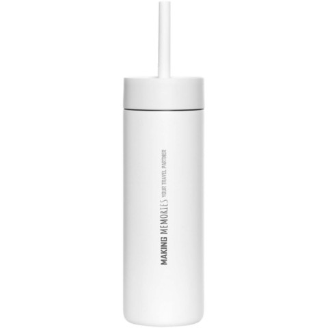 MiiR Sipper 473 ml Trinkflasche mit Trinkhalm - weiss - Logo 1