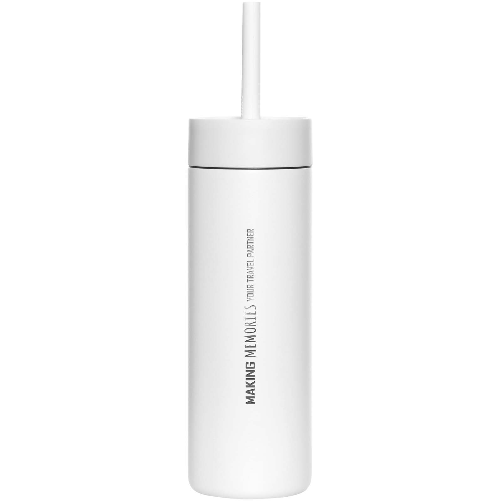 MiiR Sipper 473 ml Trinkflasche mit Trinkhalm - weiss - Logo 1