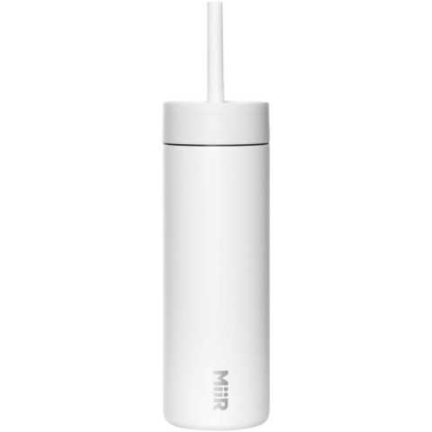 MiiR Sipper 473 ml Trinkflasche mit Trinkhalm - weiss - Vorderseite