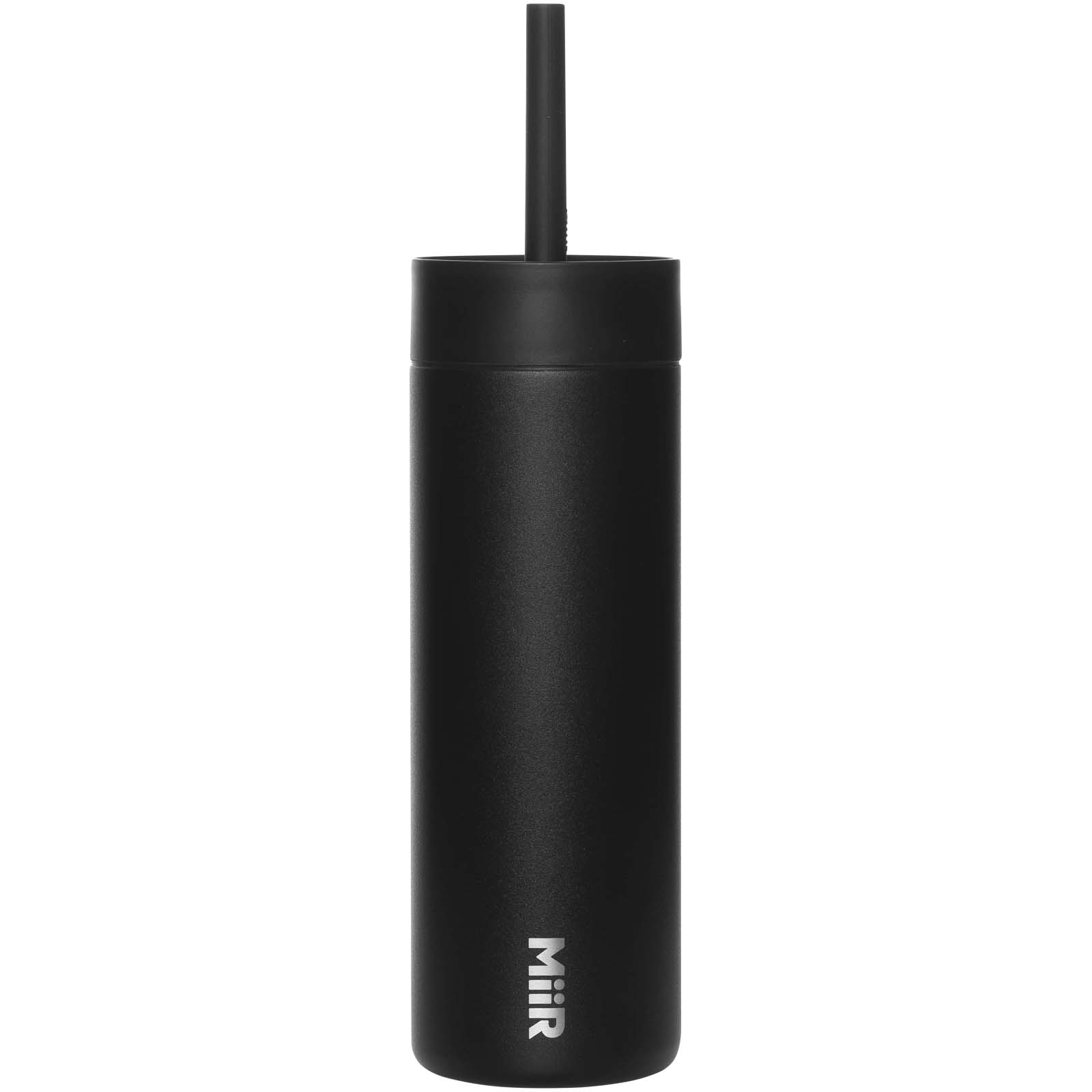 MiiR Sipper 473 ml Trinkflasche mit Trinkhalm - schwarz - Vorderseite