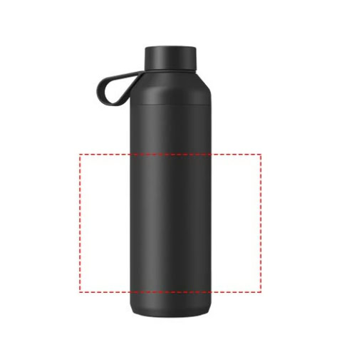 Schwarze Trinkflasche mit Schraubverschluss und Griff.