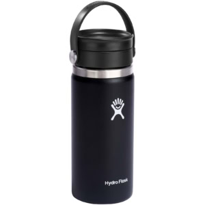Hydro Flask Isolierbecher aus Edelstahl mit breiter Öffnung 473 ml und Flex Sip™ Deckel – schwarz