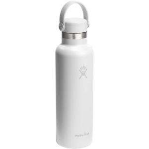 Hydro Flask Standard Mouth 621 ml isolierte Edelstahl Trinkflasche mit Strohhalmverschluss – weiss