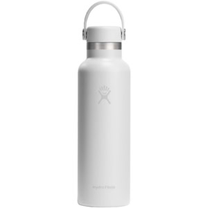 Hydro Flask Standard Mouth 621 ml isolierte Edelstahl Trinkflasche mit Strohhalmverschluss - weiss - Vorderseite