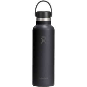 Hydro Flask Standard Mouth 621 ml isolierte Edelstahl Trinkflasche mit Strohhalmverschluss - schwarz - Vorderseite