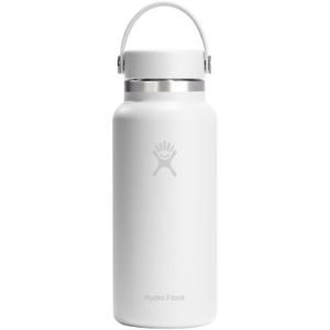 Hydro Flask Isolierte Edelstahl Trinkflasche mit breiter Öffnung 946 ml - weiss - Vorderseite