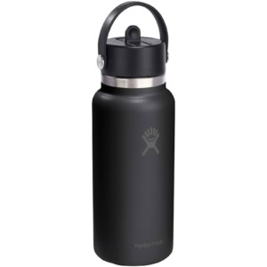Hydro Flask Wide Mouth 946 ml isolierte Edelstahl Trinkflasche mit Strohhalmverschluss – weiss