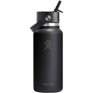 Hydro Flask Wide Mouth 946 ml isolierte Edelstahl Trinkflasche mit Strohhalmverschluss - weiss - Vorderseite