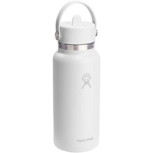 Hydro Flask Wide Mouth 946 ml isolierte Edelstahl Trinkflasche mit Strohhalmverschluss – schwarz