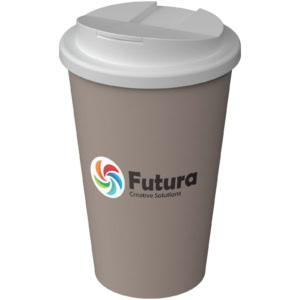 Isolierbecher mit Logo Futura, auslaufsicher, 350 ml, Greige.