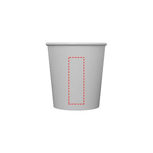 Weißer Becher für Getränke, ideal für Kaffee und Tee.