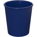 Blauer Trinkbecher aus Kunststoff, ideal für Getränke unterwegs.