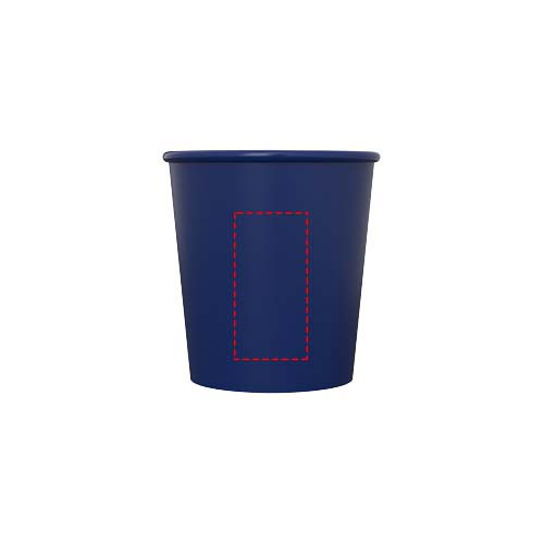 Blauer Becher für Getränke, ideal für Kaffee und Getränke unterwegs.