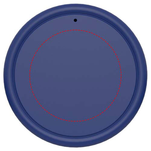 Blauer Deckel für Trinkflasche mit rotem Kreis und kleiner Öffnung.