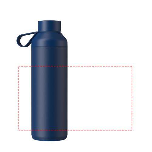 Ozeanblaue Trinkflasche mit Schraubverschluss und Griff.