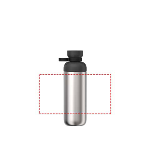 Schwarze Edelstahl Wasserflasche mit Schraubverschluss, recycelbar.
