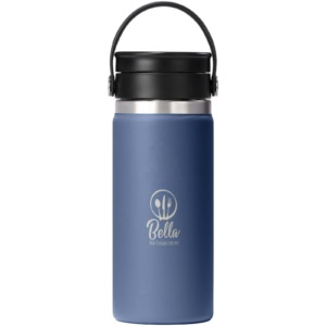 Hydro Flask Edelstahl-Trinkflasche mit breiter Öffnung und Deckel.