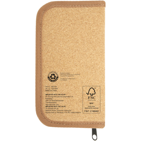 Logo Trinkflaschen Natur-Deckel mit Korkstoff und FSC-zertifiziertem Material.